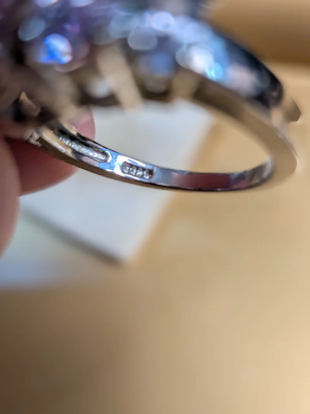Sterling Silver 5-Stone Possibly Purple Spinel or Amethyst Cocktail Ring - SZ 6